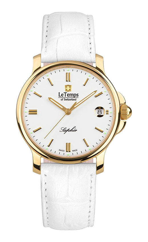Zafira Unisex Unisex Uhr mit weißem Lederarmband – Saphirglas