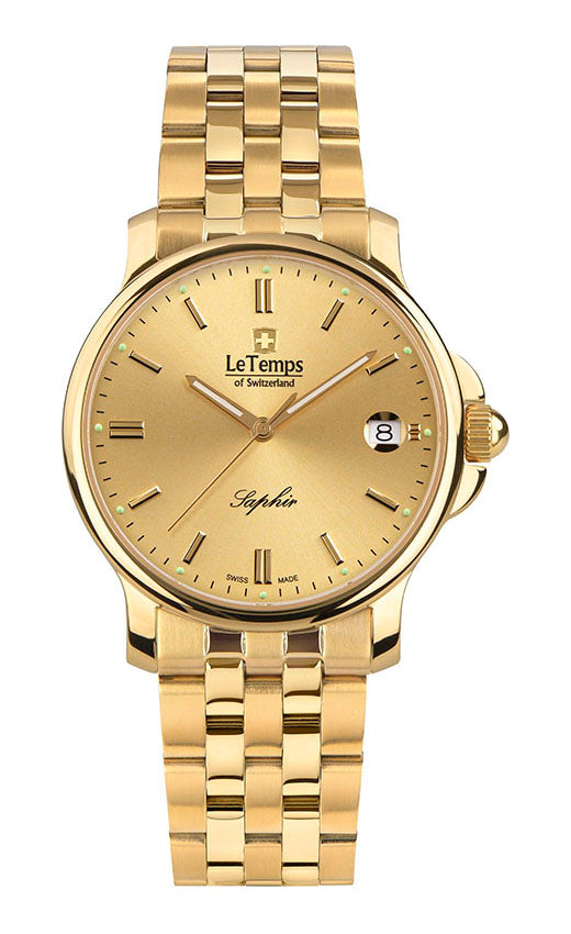 Zafira Unisex Unisex Uhr mit vergoldetem Edelstahlarmband – Saphirglas