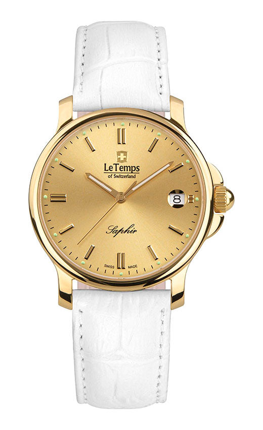 Zafira Unisex Unisex Uhr mit weißem Lederarmband – Saphirglas