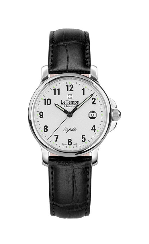 Zafira Lady Damenuhr mit schwarzem Lederarmband – Saphirglas