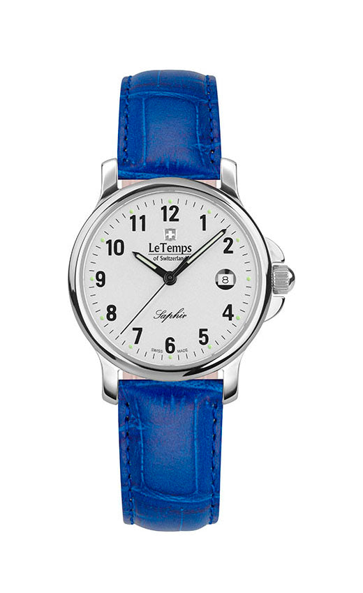 Zafira Lady Damenuhr mit blauem Lederarmband – Saphirglas
