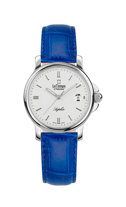 Zafira Lady Damenuhr mit blauem Lederarmband – Saphirglas