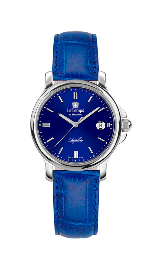 Zafira Lady Damenuhr mit blauem Lederarmband – Saphirglas
