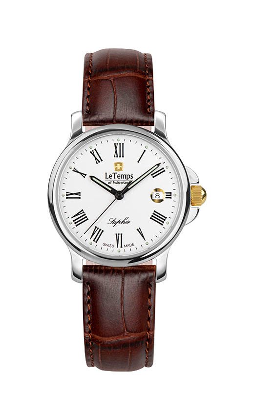 Zafira Lady Damenuhr mit braunem Lederarmband – Saphirglas
