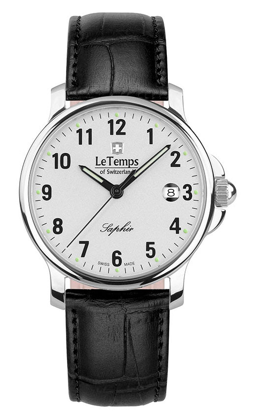 Zafira Gent Herrenuhr mit schwarzem Lederarmband – Saphirglas
