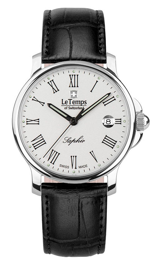 Zafira Gent Herrenuhr mit schwarzem Lederarmband – Saphirglas