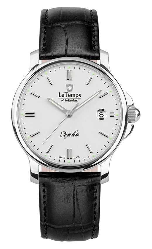 Zafira Gent Herrenuhr mit schwarzem Lederarmband – Saphirglas