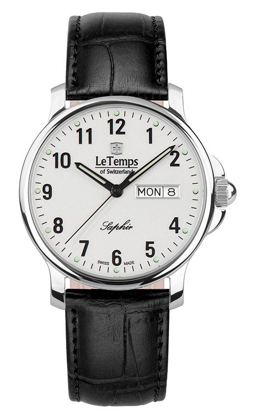 Zafira Gent Herrenuhr mit schwarzem Lederarmband – Saphirglas