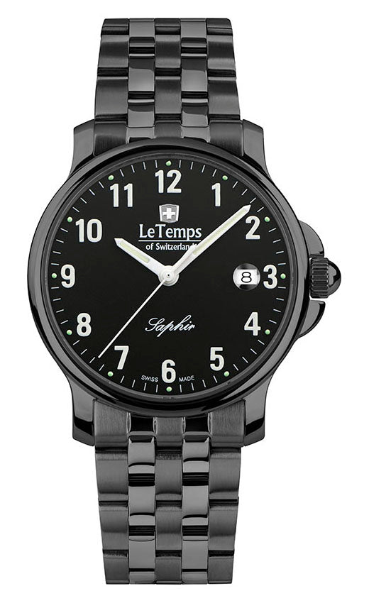 Zafira Gent Herrenuhr mit schwarzem Edelstahlarmband – Saphirglas