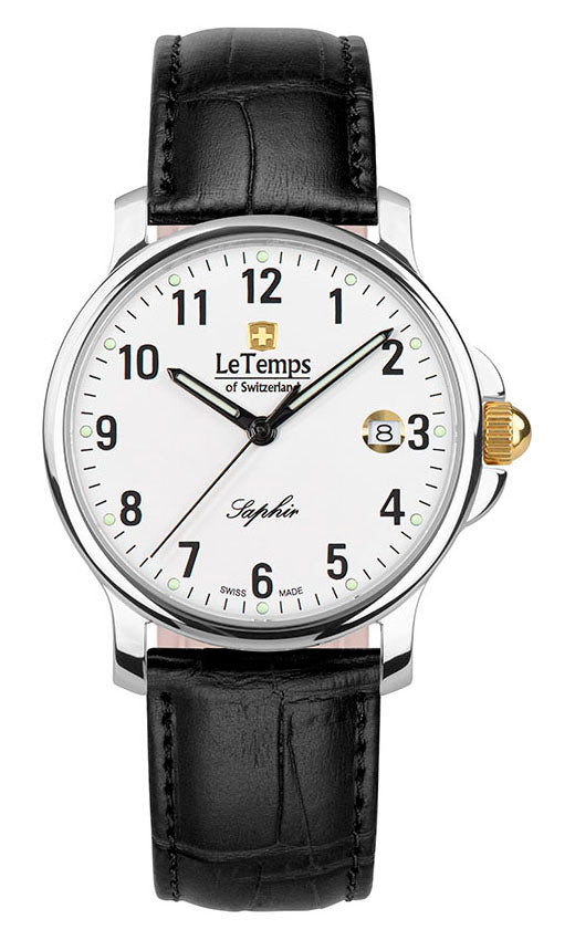 Zafira Gent Herrenuhr mit silbernem Lederarmband – Saphirglas
