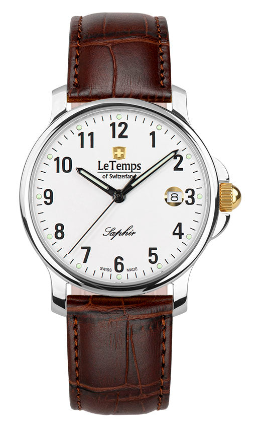 Zafira Gent Herrenuhr mit braunem Lederarmband – Saphirglas
