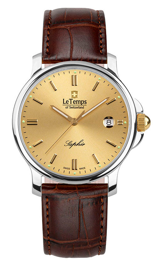 Zafira Gent Herrenuhr mit braunem Lederarmband – Saphirglas
