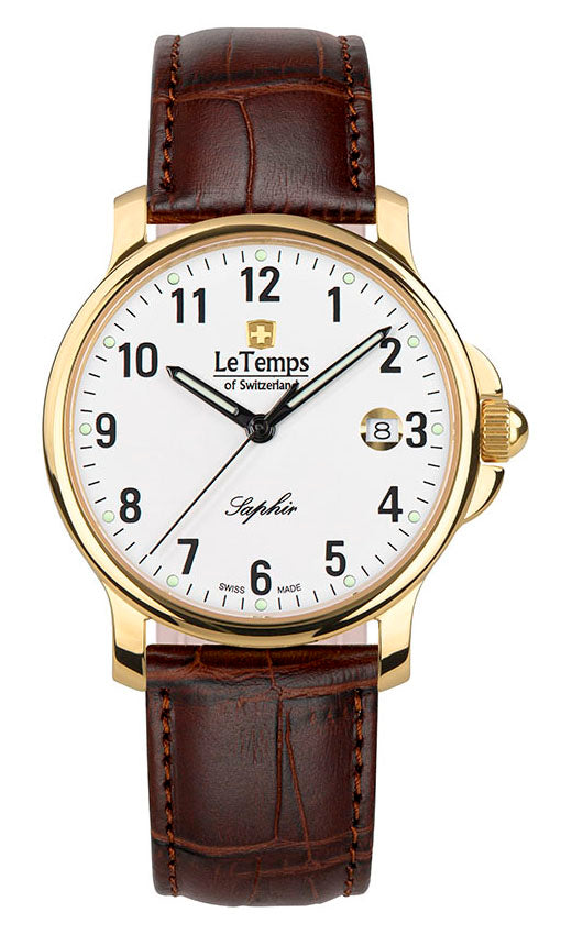 Zafira Gent Herrenuhr mit braunem Lederarmband – Saphirglas