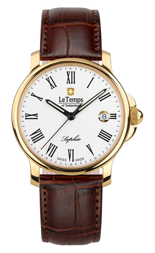 Zafira Gent Herrenuhr mit braunem Lederarmband – Saphirglas