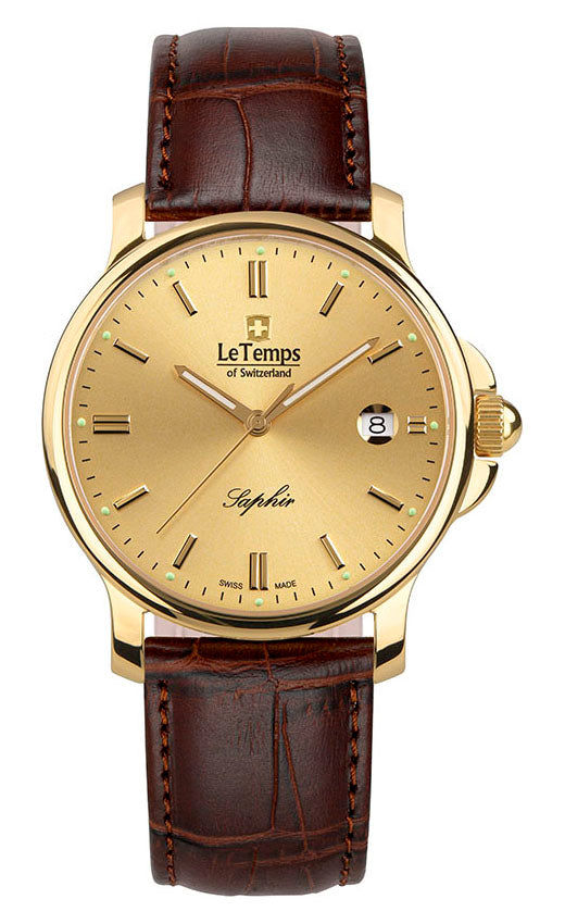 Zafira Gent Herrenuhr mit braunem Lederarmband – Saphirglas