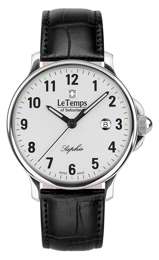 Zafira Gent 41 Herrenuhr mit schwarzem Lederarmband – Saphirglas