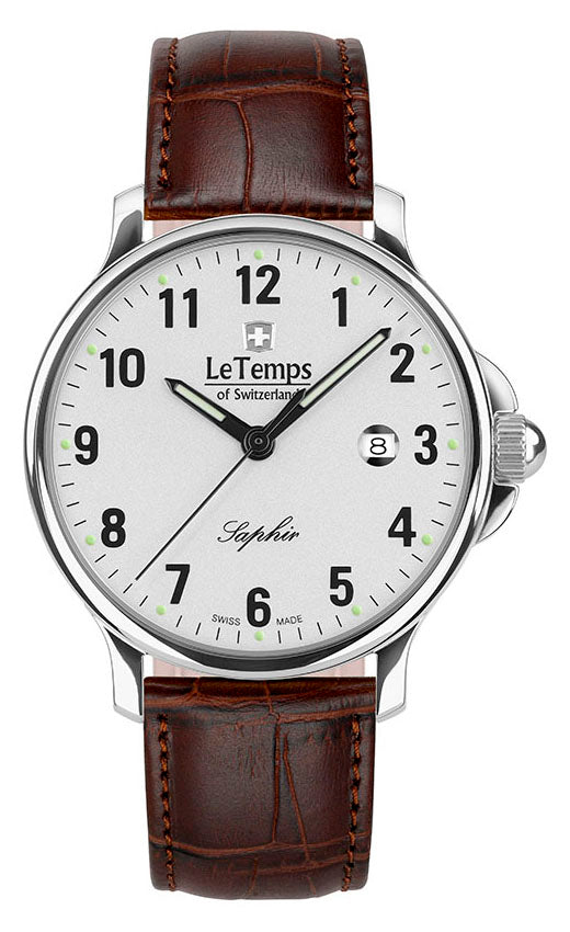 Zafira Gent 41 Herrenuhr mit braunem Lederarmband – Saphirglas