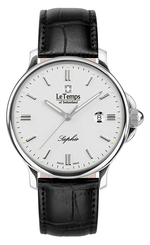 Zafira Gent 41 Herrenuhr mit schwarzem Lederarmband – Saphirglas
