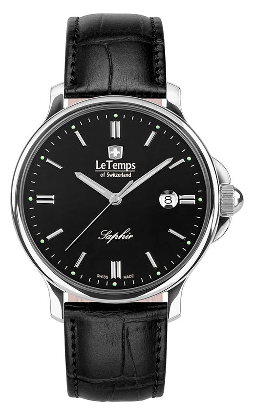 Zafira Gent 41 Herrenuhr mit schwarzem Lederarmband – Saphirglas