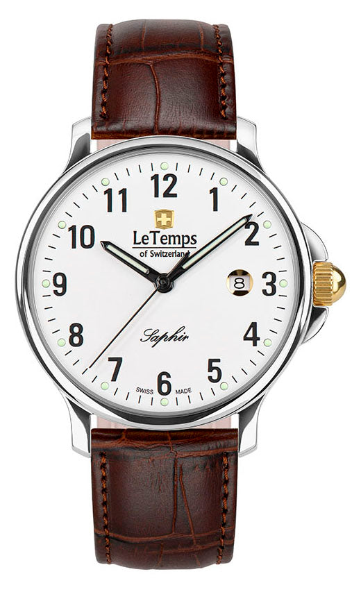 Zafira Gent 41 Herrenuhr mit braunem Lederarmband – Saphirglas