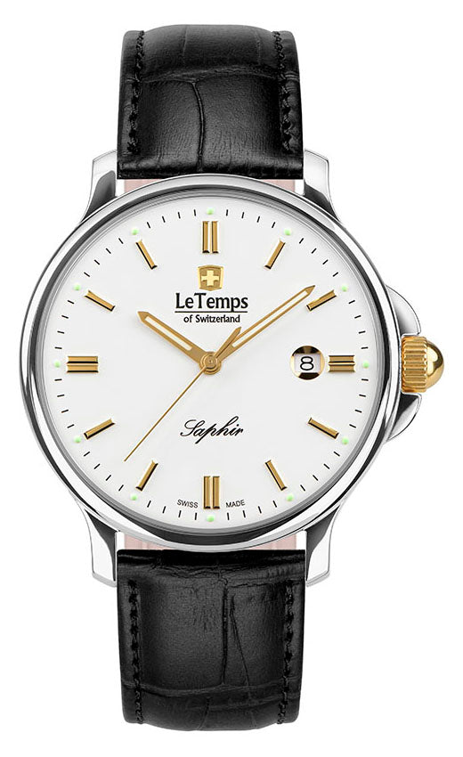 Zafira Gent 41 Herrenuhr mit schwarzem Lederarmband – Saphirglas