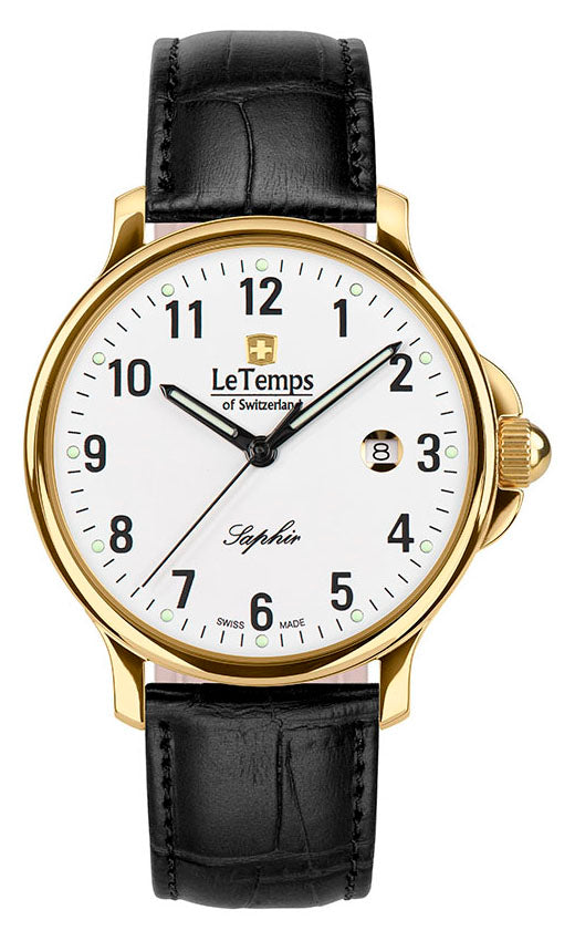 Zafira Gent 41 Herrenuhr mit schwarzem Lederarmband – Saphirglas