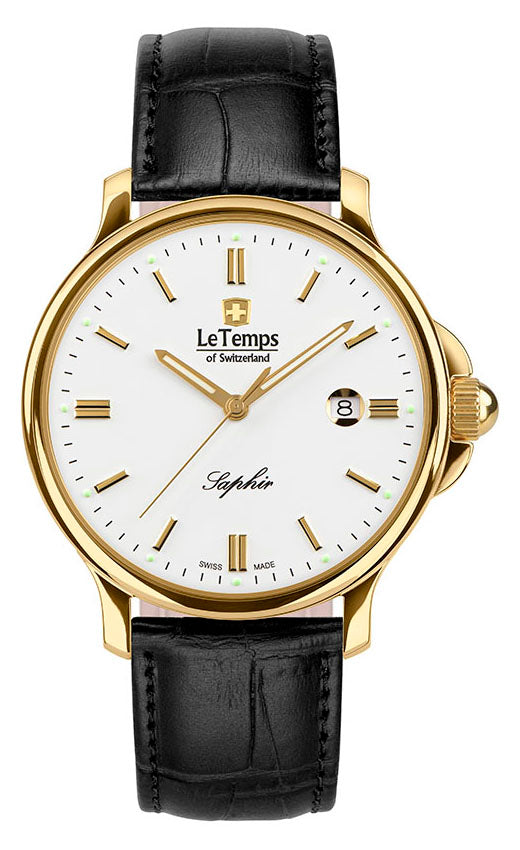 Zafira Gent 41 Herrenuhr mit schwarzem Lederarmband – Saphirglas