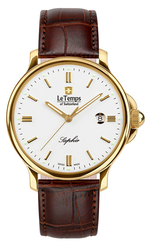Zafira Gent 41 Herrenuhr mit braunem Lederarmband – Saphirglas