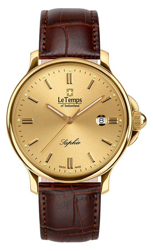 Zafira Gent 41 Herrenuhr mit braunem Lederarmband – Saphirglas