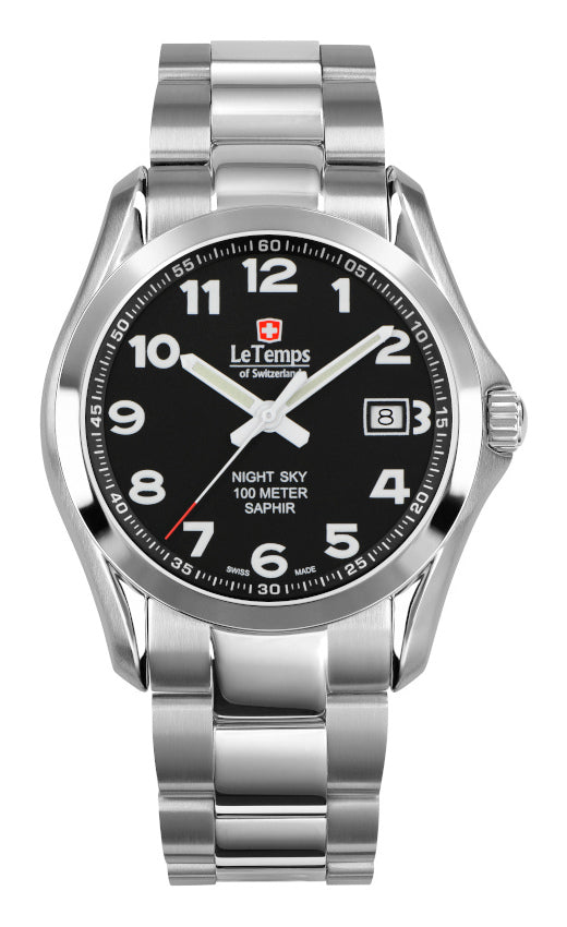 Sport Elegance Gent Herrenuhr mit silbernem Edelstahlarmband – Saphirglas