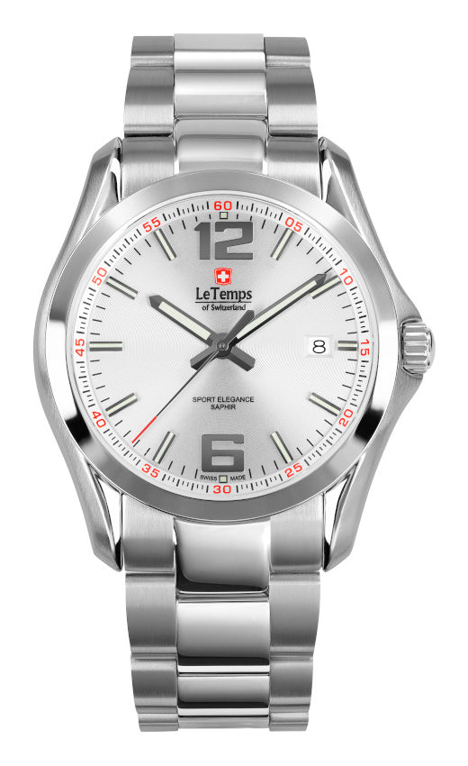 Sport Elegance Gent Herrenuhr mit silbernem Edelstahlarmband – Saphirglas