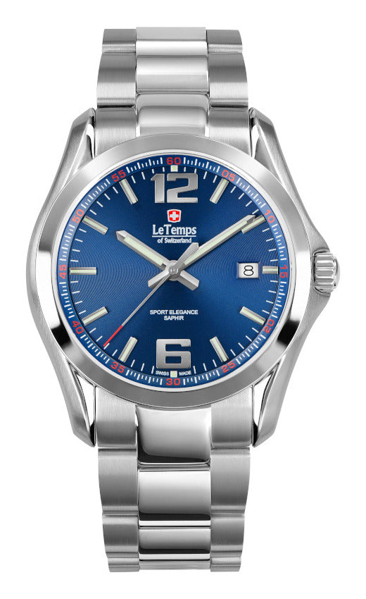 Sport Elegance Gent Herrenuhr mit silbernem Edelstahlarmband – Saphirglas
