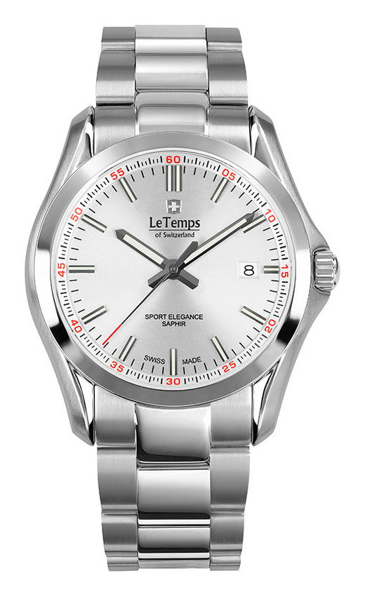 Sport Elegance Gent Herrenuhr mit silbernem Edelstahlarmband – Saphirglas