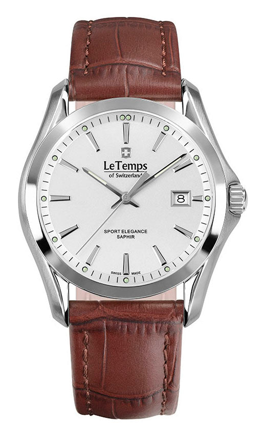 Sport Elegance Gent Herrenuhr mit braunem Lederarmband – Saphirglas