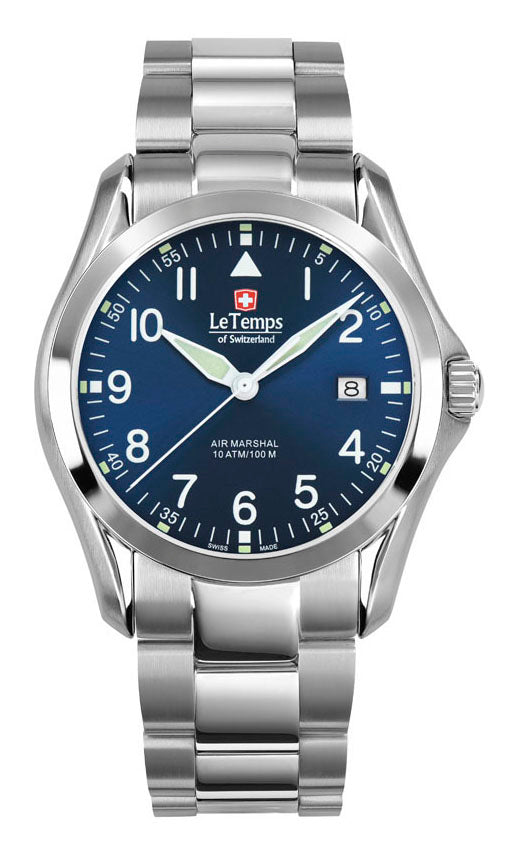 Air Marshal 40 Unisex Uhr mit silbernem Edelstahlarmband – Saphirglas