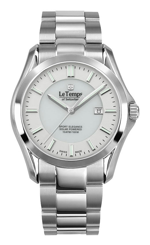 Sport Elegance Gent Solar Herrenuhr mit silbernem Edelstahlarmband