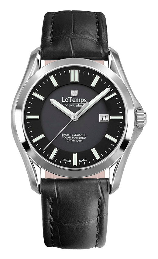 Sport Elegance Gent Solar Herrenuhr mit silbernem Lederarmband