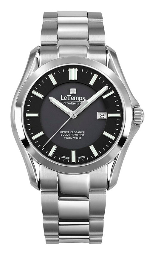 Sport Elegance Gent Solar Herrenuhr mit silbernem Edelstahlarmband