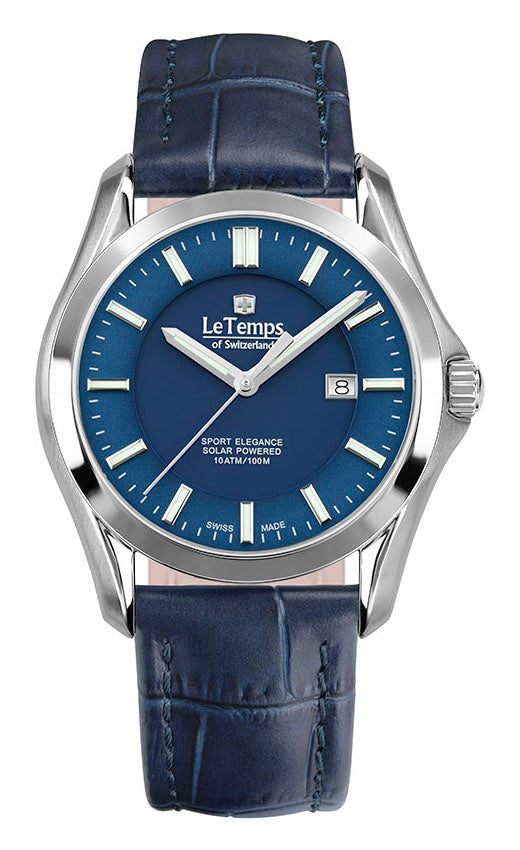 Sport Elegance Gent Solar Herrenuhr mit silbernem Lederarmband