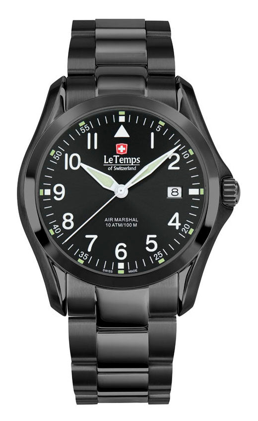 Air Marshal 40 Unisex Uhr mit schwarzem Edelstahlarmband – Saphirglas