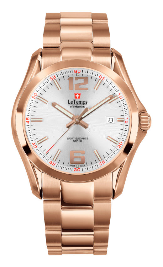 Sport Elegance Gent Herrenuhr mit goldenem Edelstahlarmband – Saphirglas