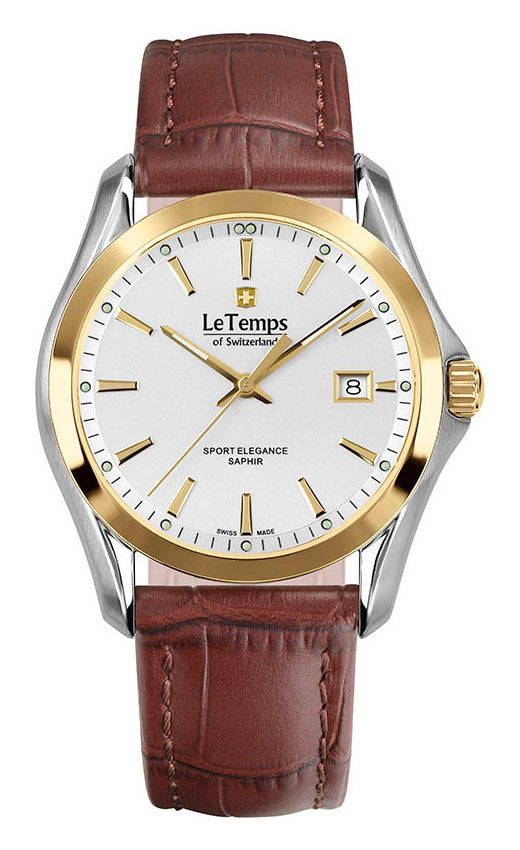 Sport Elegance Gent Herrenuhr mit braunem Lederarmband – Saphirglas