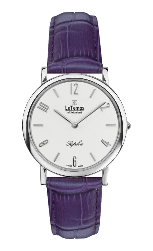 Zafira Slim Unisex Uhr mit silbernem Lederarmband – Saphirglas