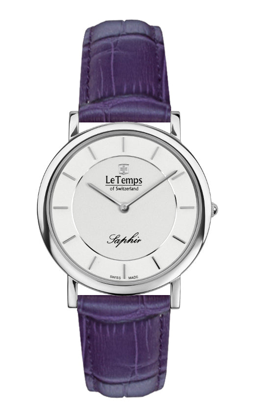 Zafira Slim Unisex Uhr mit silbernem Lederarmband – Saphirglas