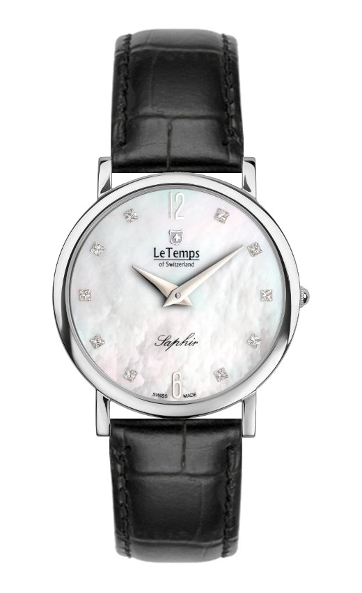Zafira Slim Unisex Uhr mit silbernem Lederarmband – Saphirglas