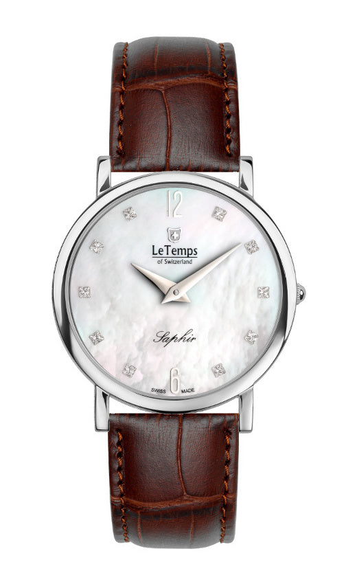 Zafira Slim Unisex Uhr mit silbernem Lederarmband – Saphirglas