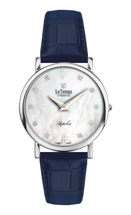 Zafira Slim Unisex Uhr mit silbernem Lederarmband – Saphirglas