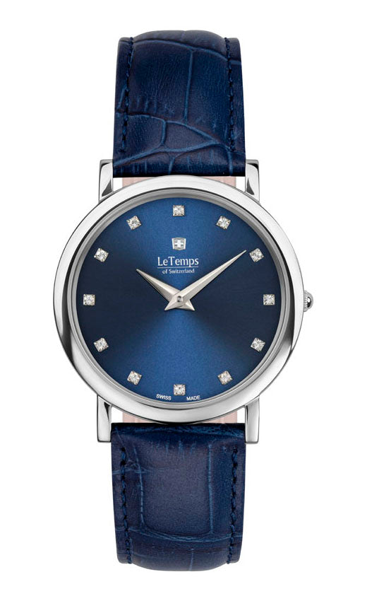 Zafira Slim Unisex Uhr mit silbernem Lederarmband – Saphirglas
