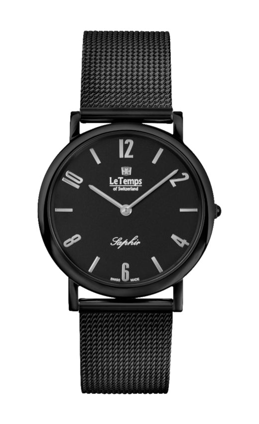 Zafira Slim Unisex Uhr mit schwarzem Milanaisearmband – Saphirglas