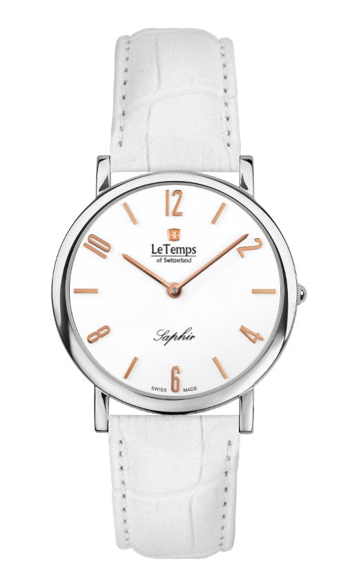 Zafira Slim Unisex Uhr mit silbernem Lederarmband – Saphirglas